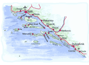 Karte Dalmatien - vergrößern